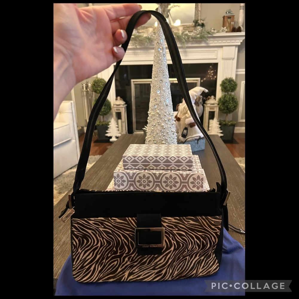 Stuart Weitzman Vintage Zebra Pattern Shoulder Ba… - image 3